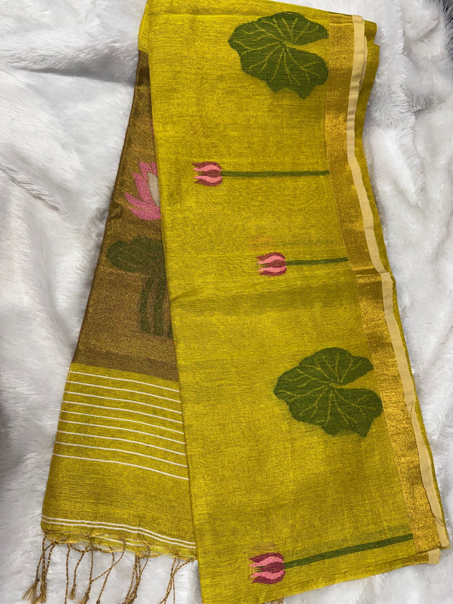 Linen tissue Jamdhani saree-SR1228O