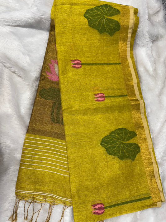 Linen tissue Jamdhani saree-SR1228O