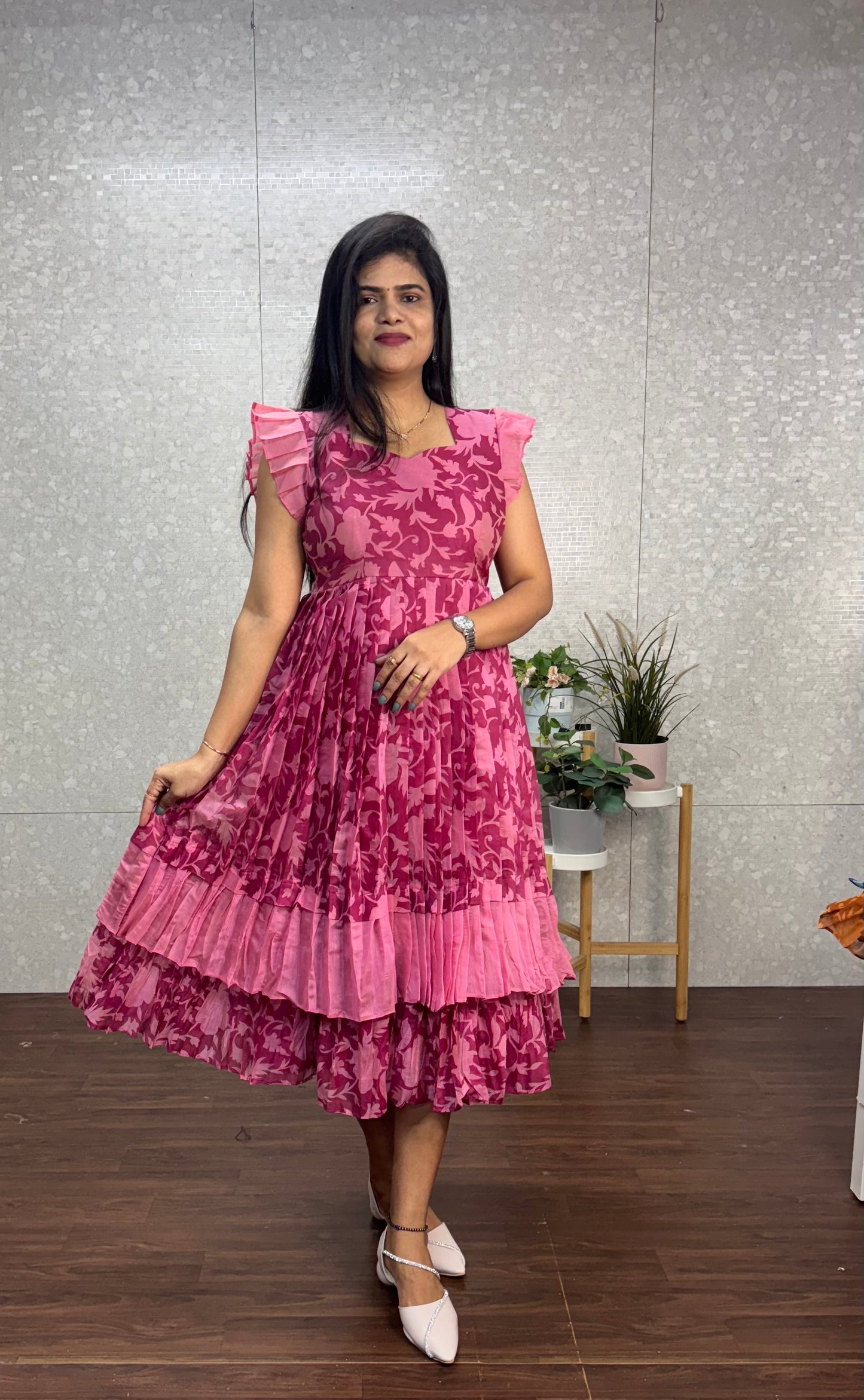 Mul Chanderi frock-SRF1026D
