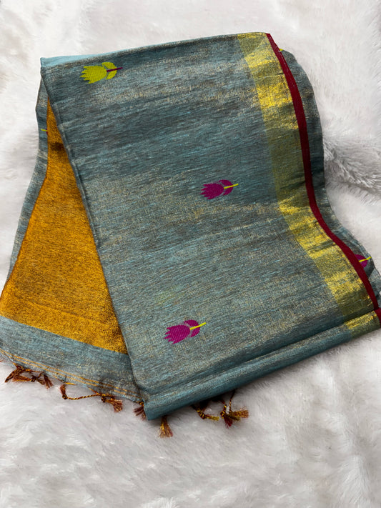 Linen tissue Jamdhani saree-SR1224H