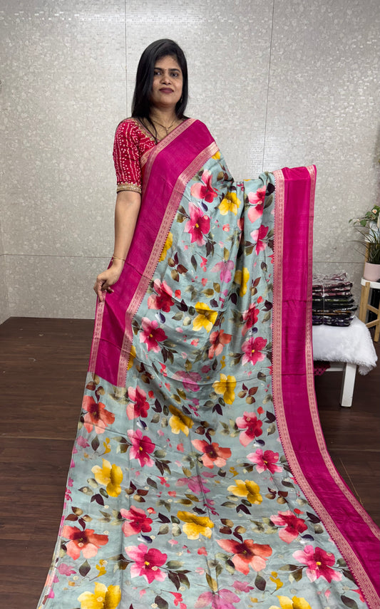 Munga Silk Gap Border Saree