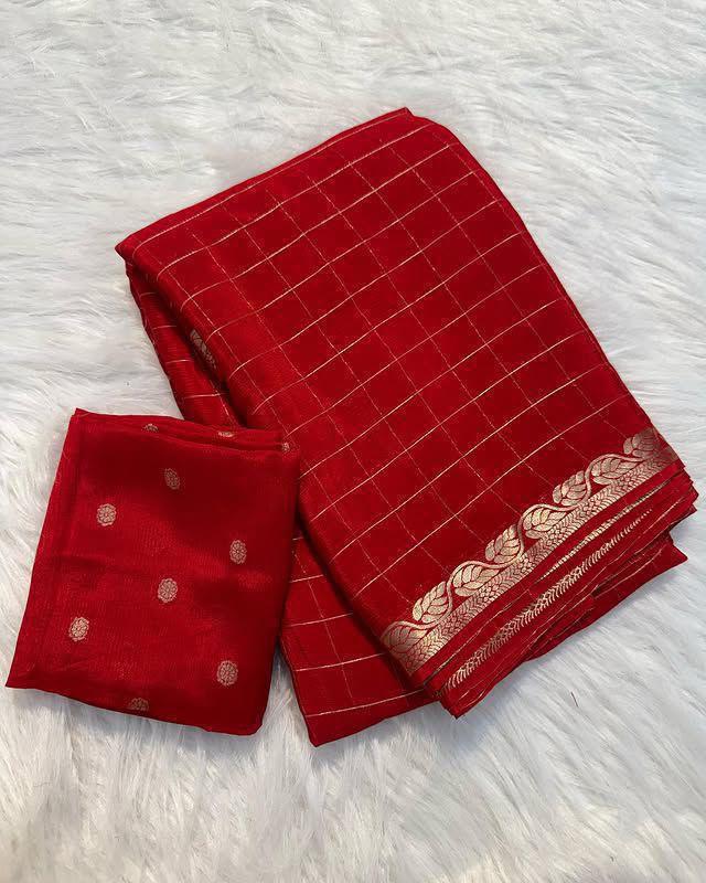 Viscose Georget checks sarees-SR1200A