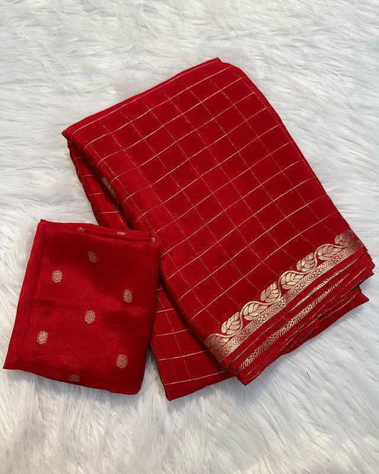 Viscose Georget checks sarees-SR1200A