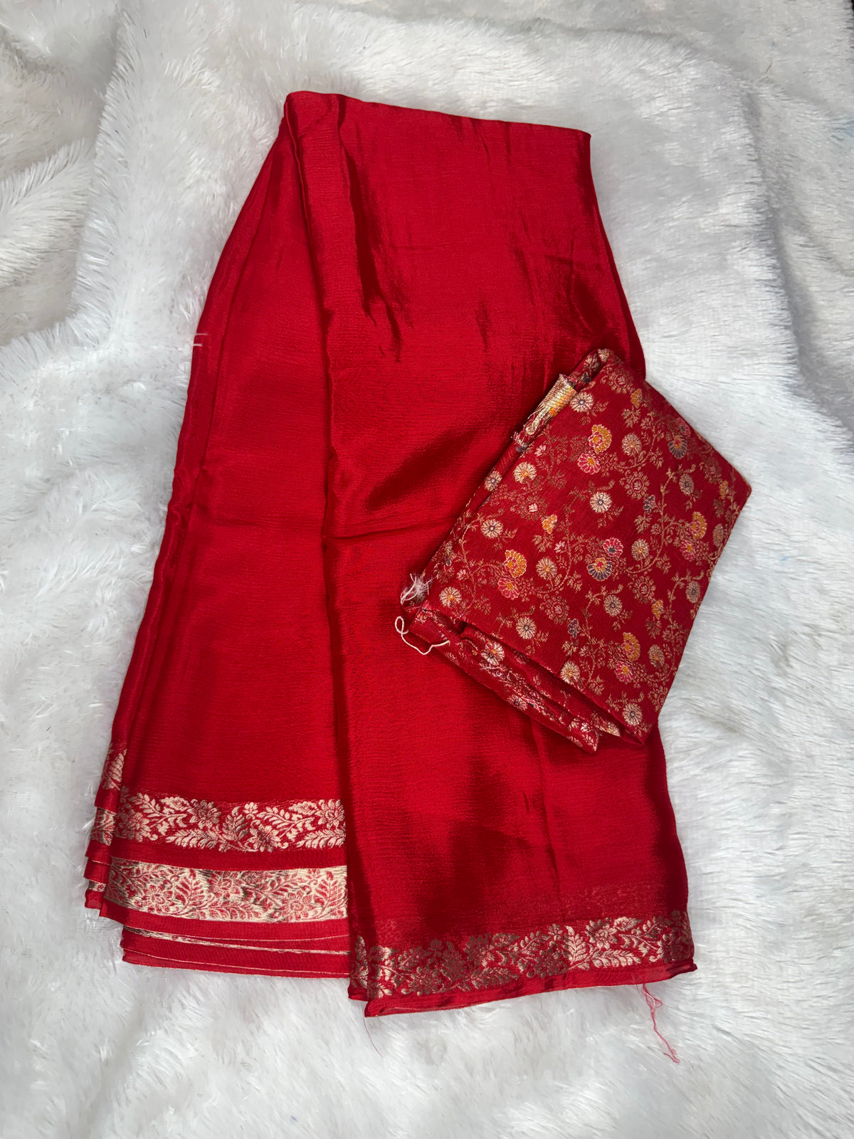 Pure chinnon saree Meena blouse-SR1306H