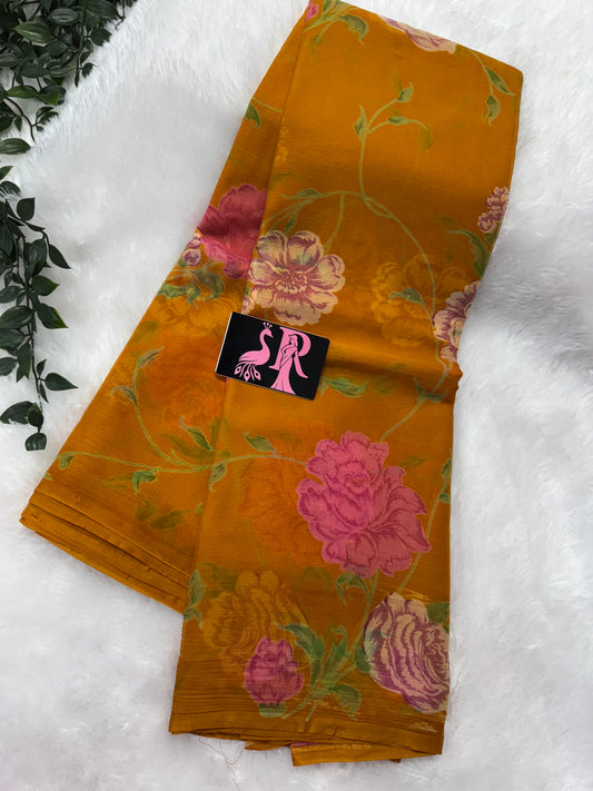 Chiffon floral saree-SRS018B