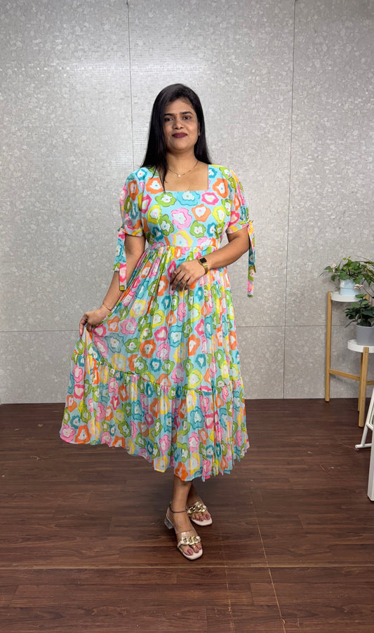Chiffon doodles frock-SRF1026B