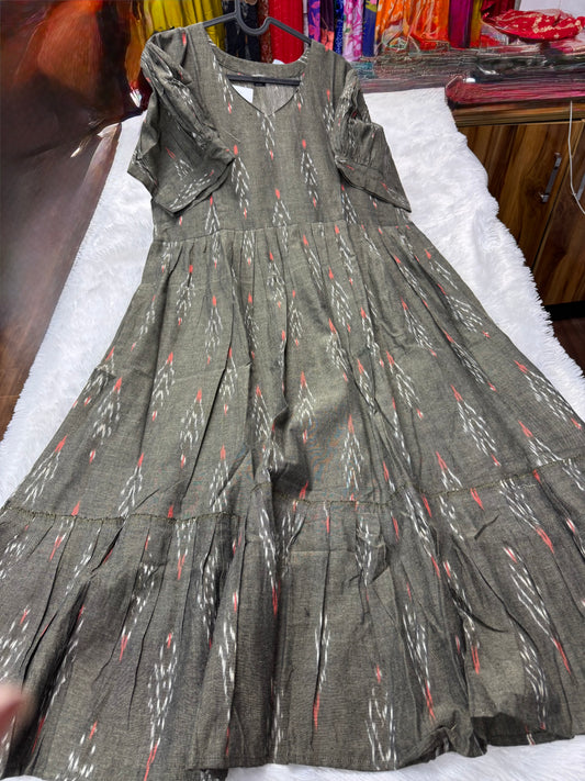 Ikkat cotton frock-SRS058G