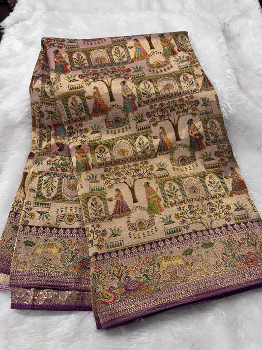 Pure pashmina saree-SR1270E