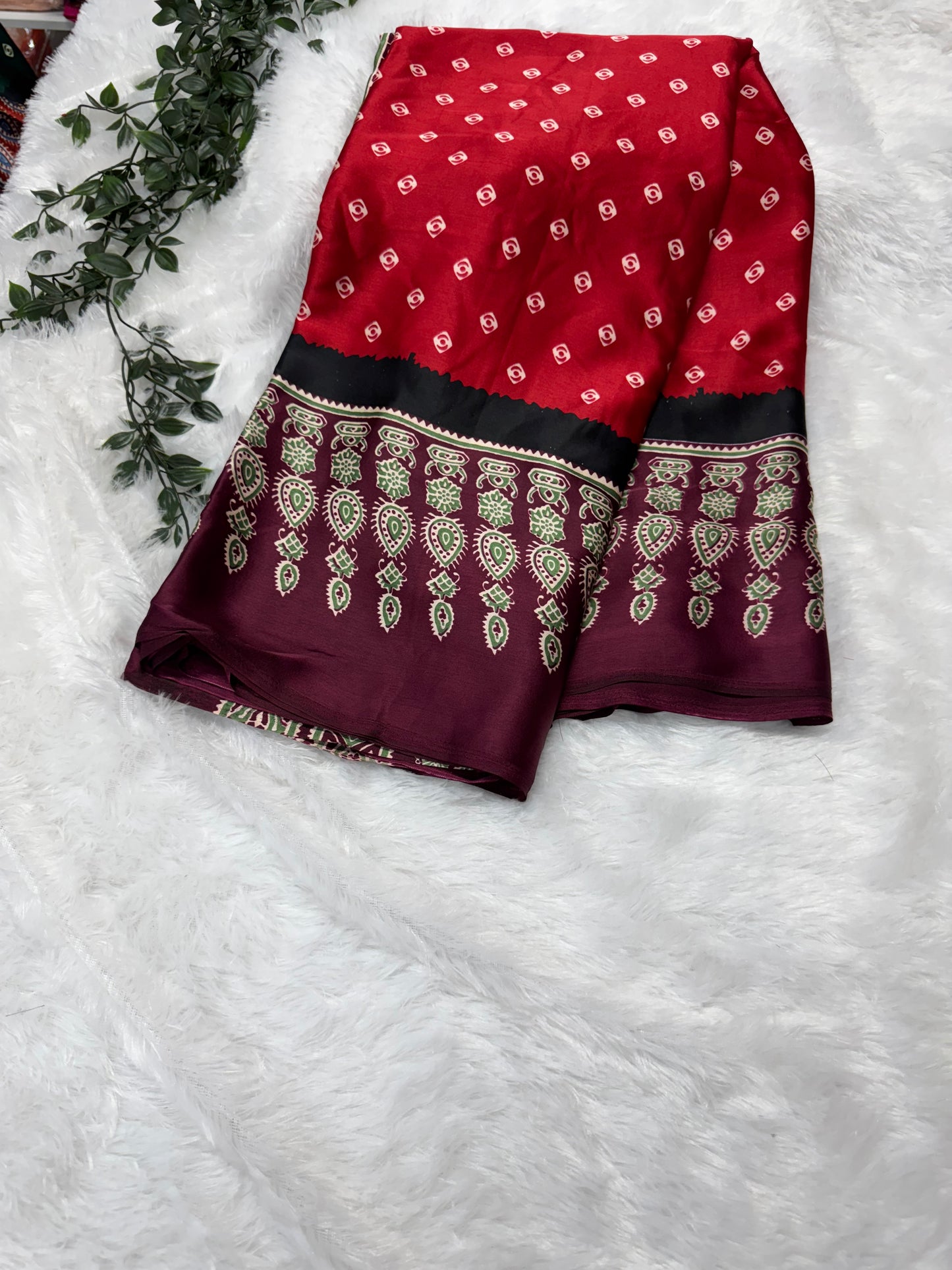 Satin Ajrakh saree-SR1017C