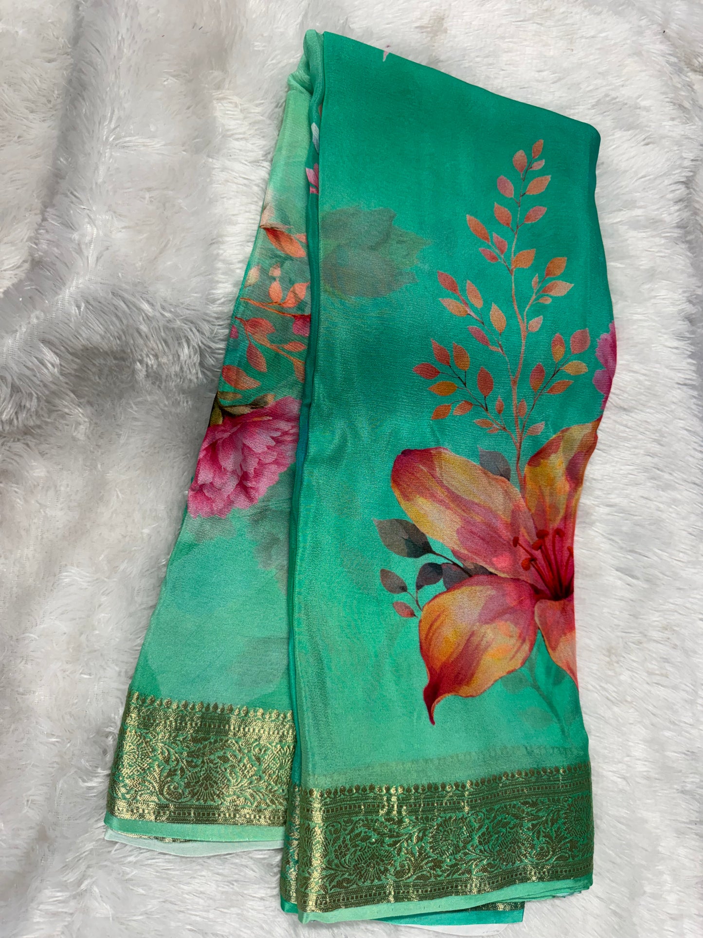 Pure chinnon digital print saree-SR1251E
