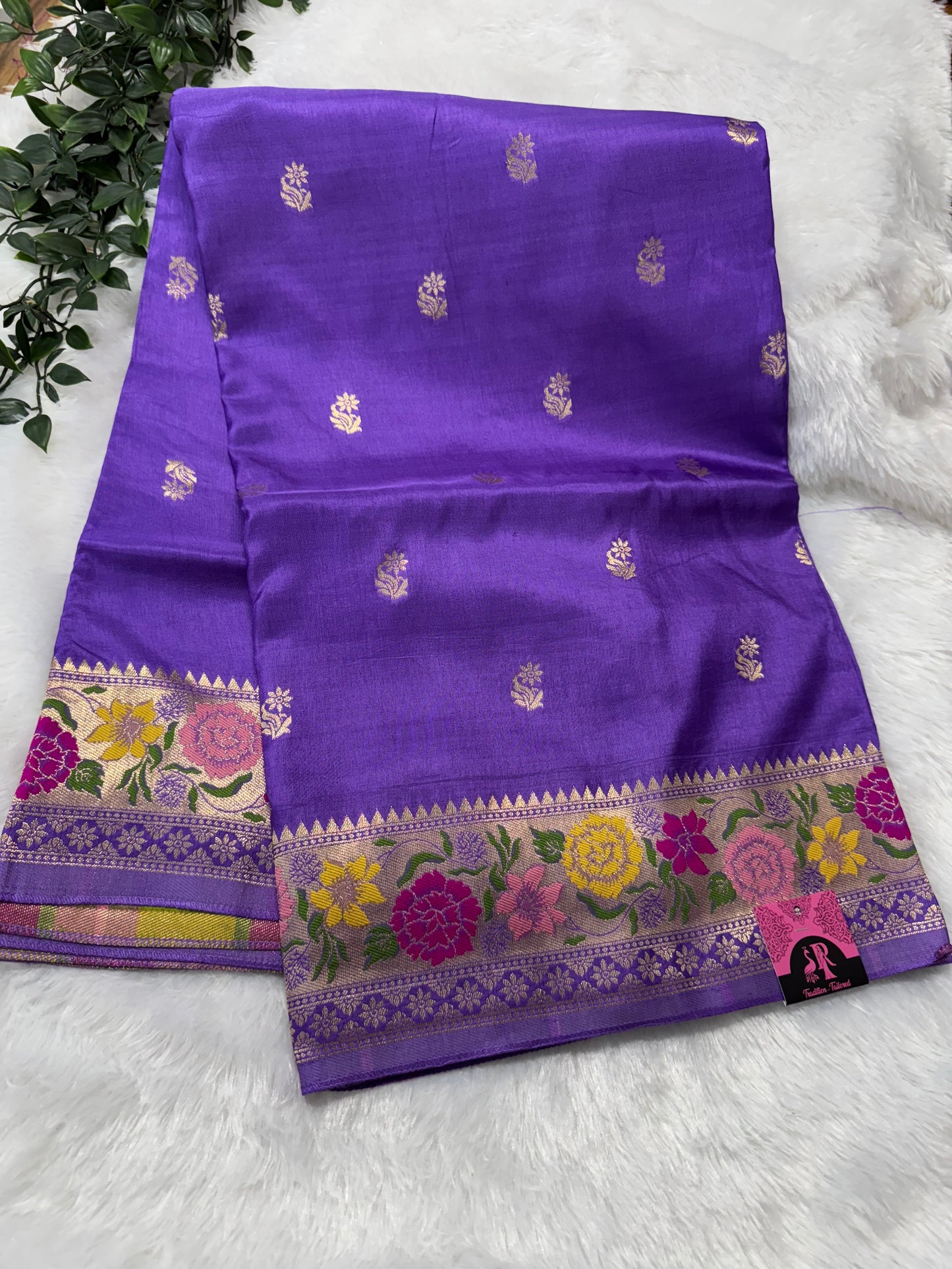Pure munga silk meenakari-SR1114B