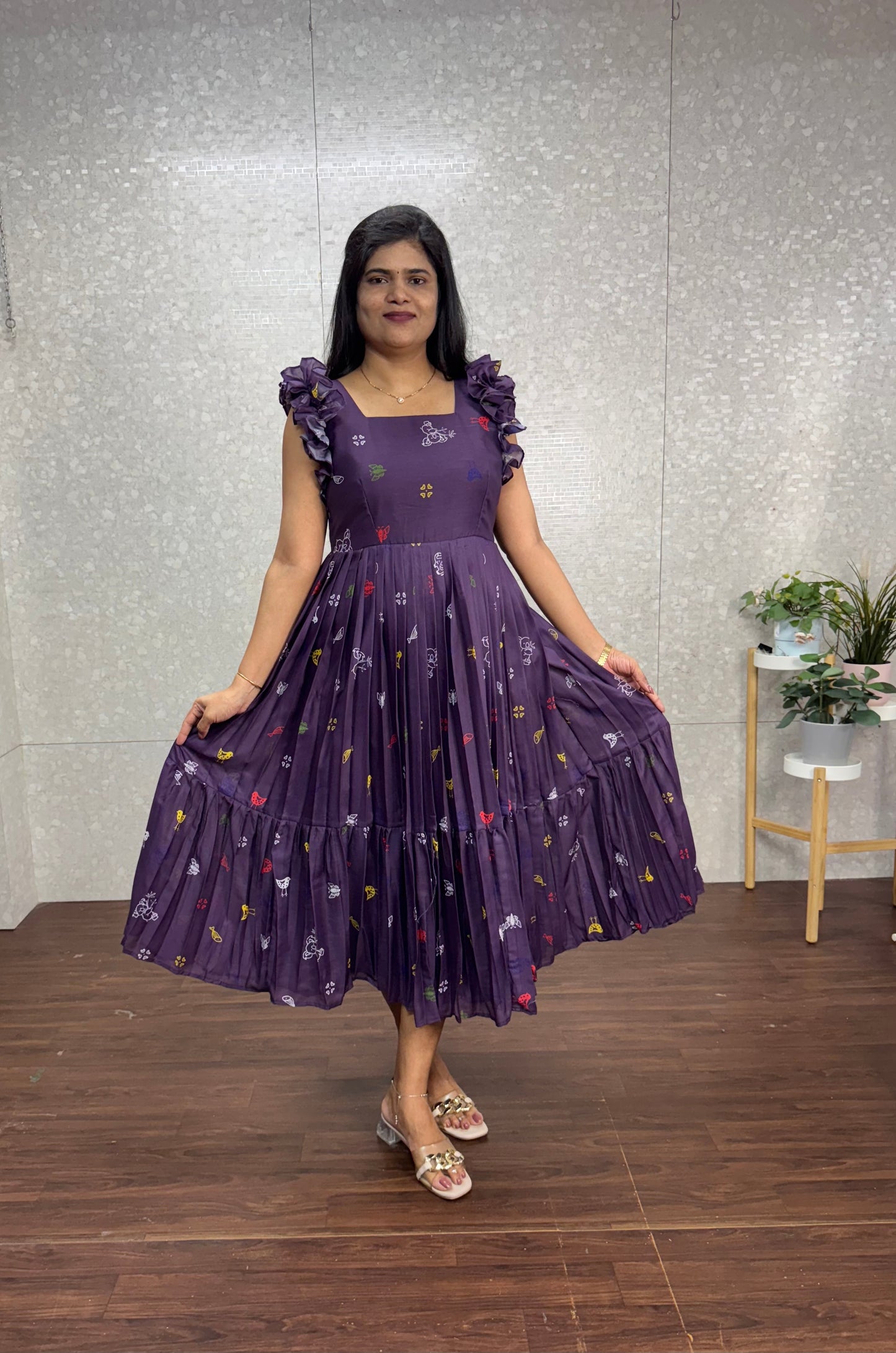 Chanderi frock-SRF1017E
