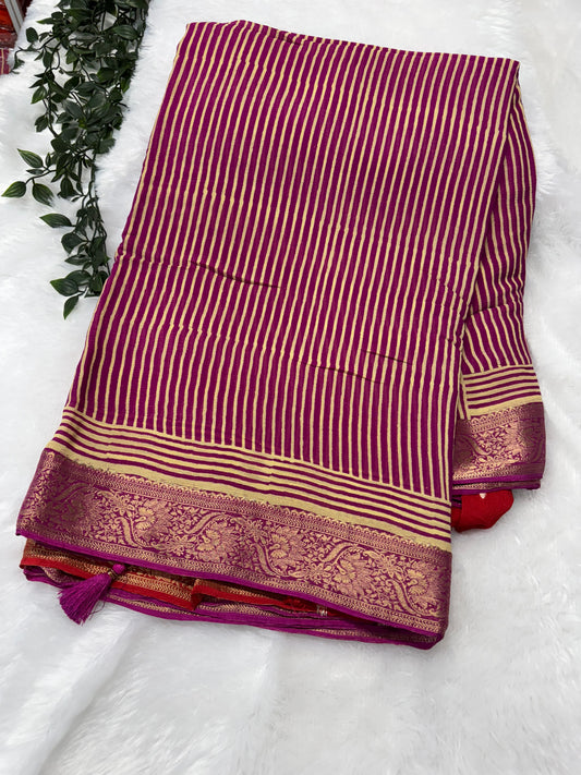 Pure Chinnon Ajrakh  saree-SR1021A