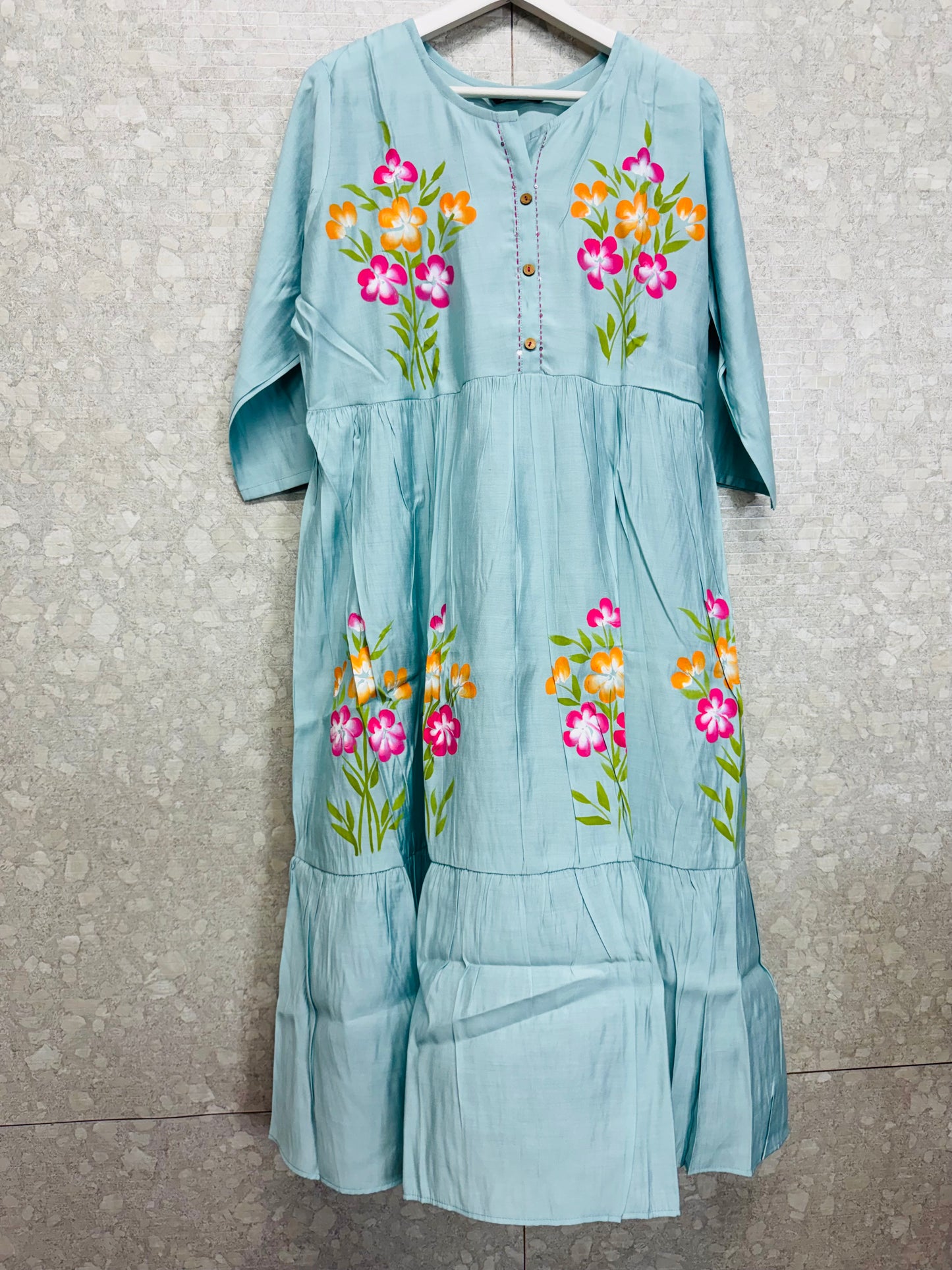 Roman silk brush painted frock-SRS061A