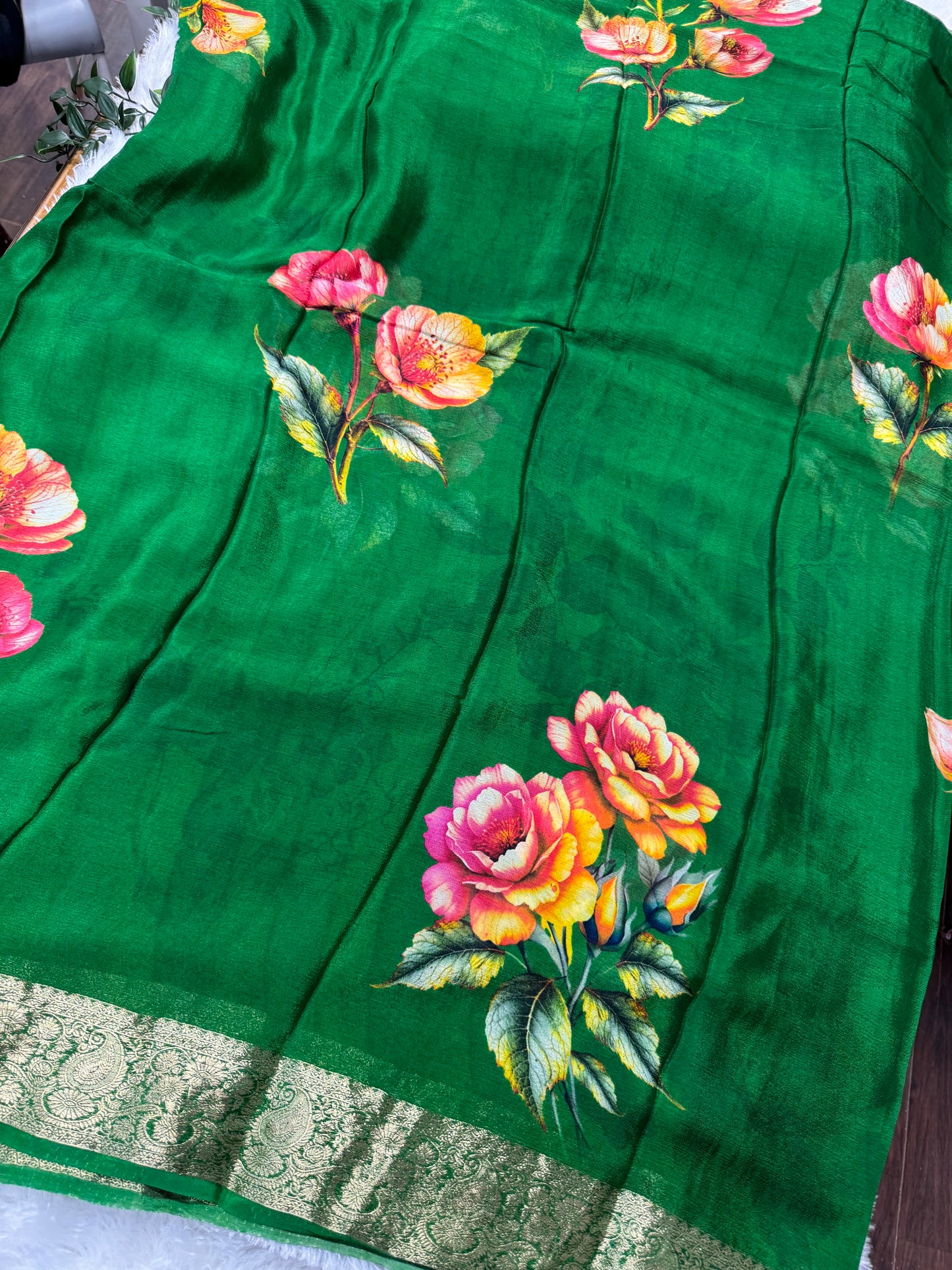 Pure Chinnon chiffon digital print saree-SR1149D