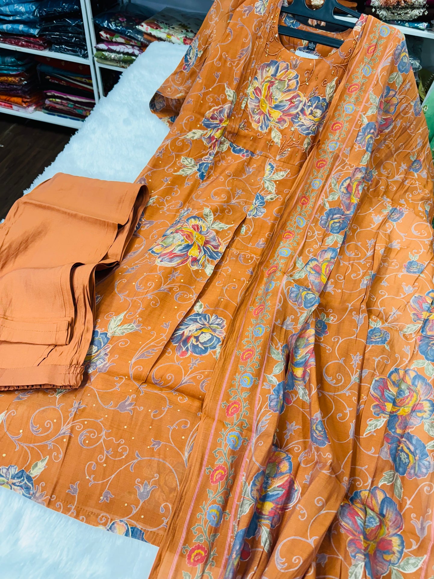 Printed Mulchanderi suit-SRS036A