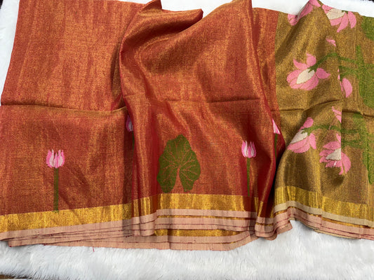 Linen tissue Jamdhani saree-SR1204G