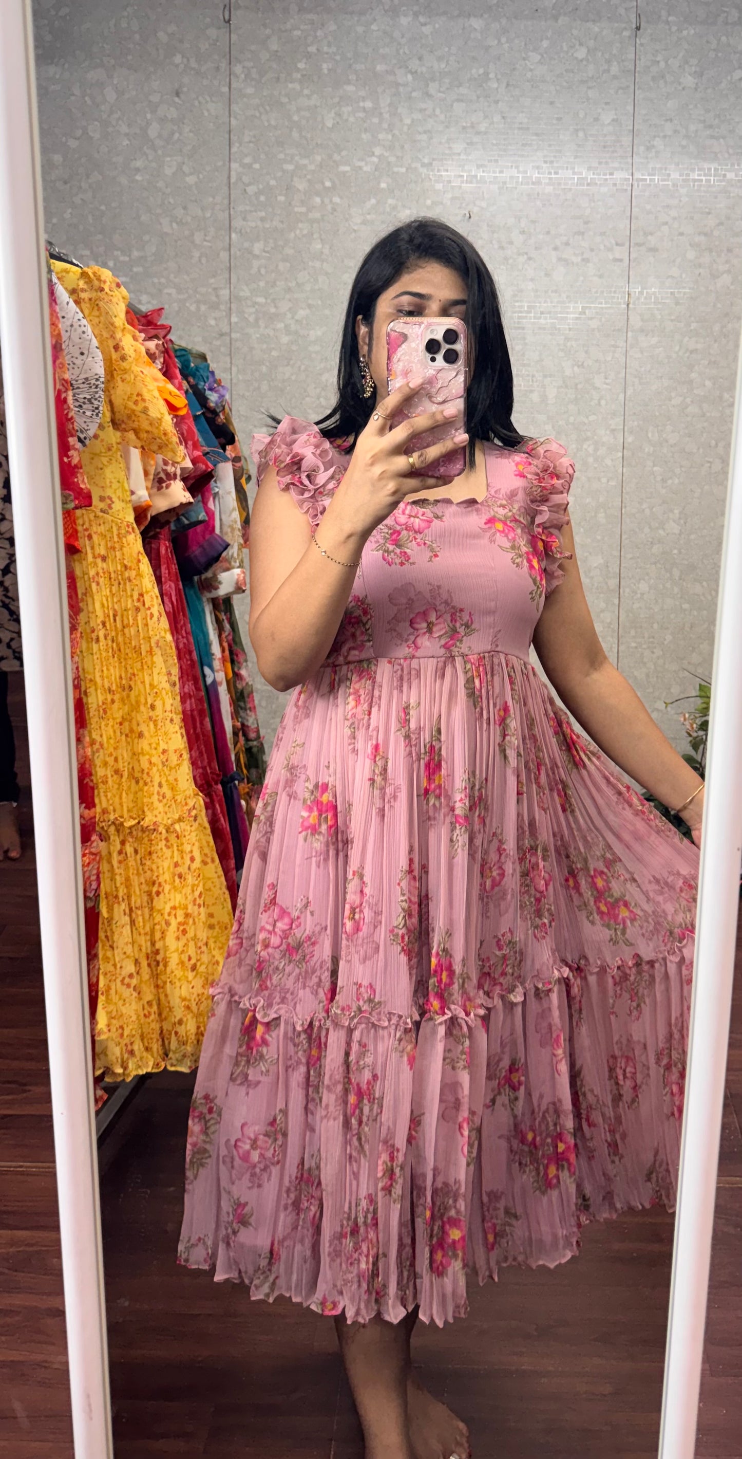 Chiffon printed frock -SR1070D
