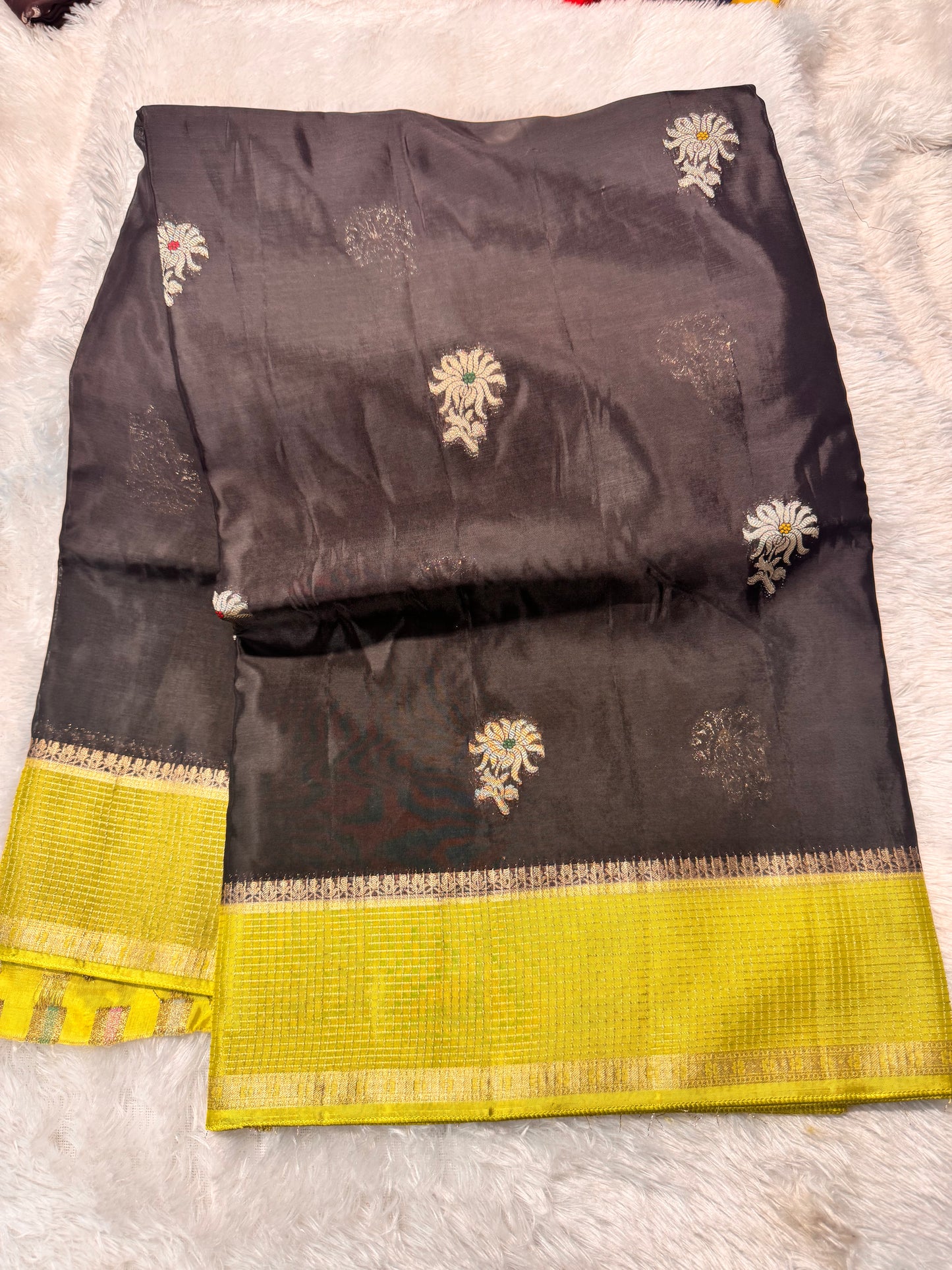 HO silk checks border weaving pallu-SR1277E