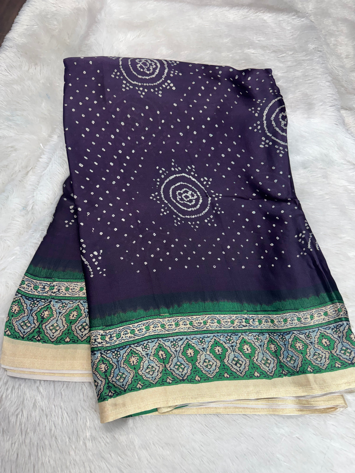 Mulberry silk ajrakh saree-SR1309E