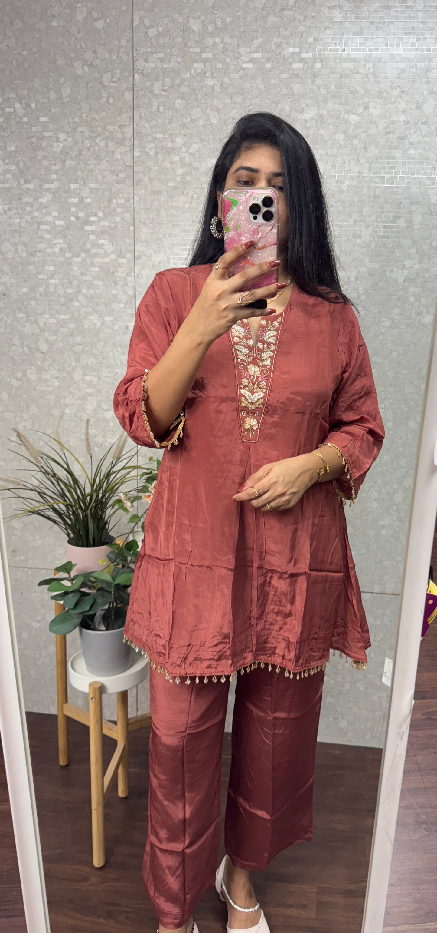 Pure crepe silk cord set-SRS020