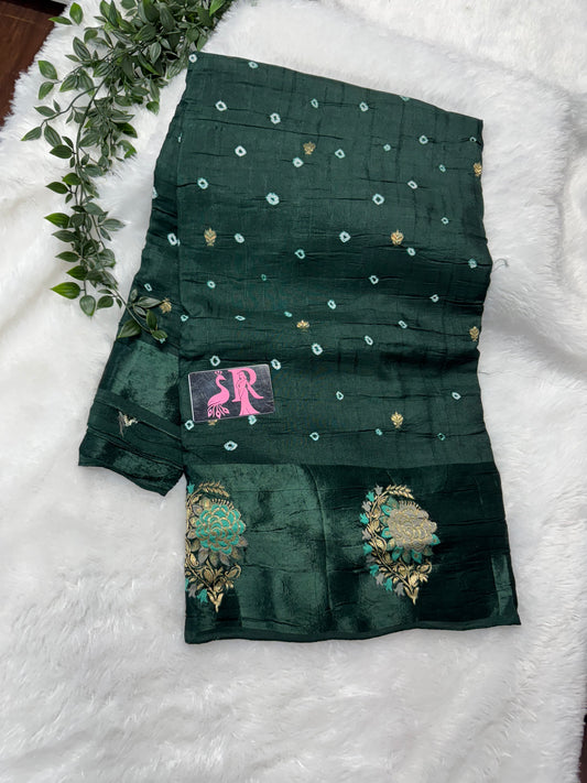 Munga Tassar Bandhini saree-SR1075D