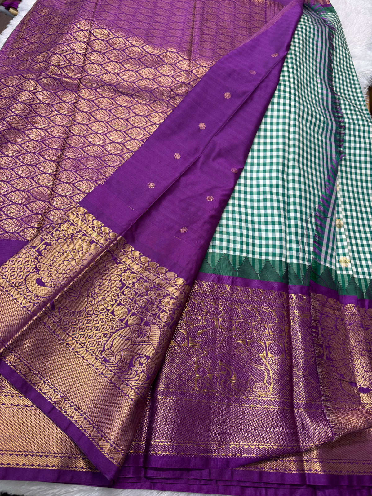 Soft Gadwal madras checks sarees-SR1329B