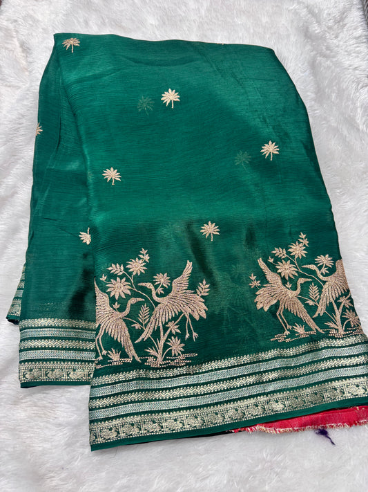 Pure chinnon fancy saree-SR1268A