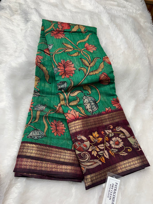 Mushru silk Kalamkari saree-SR1215E