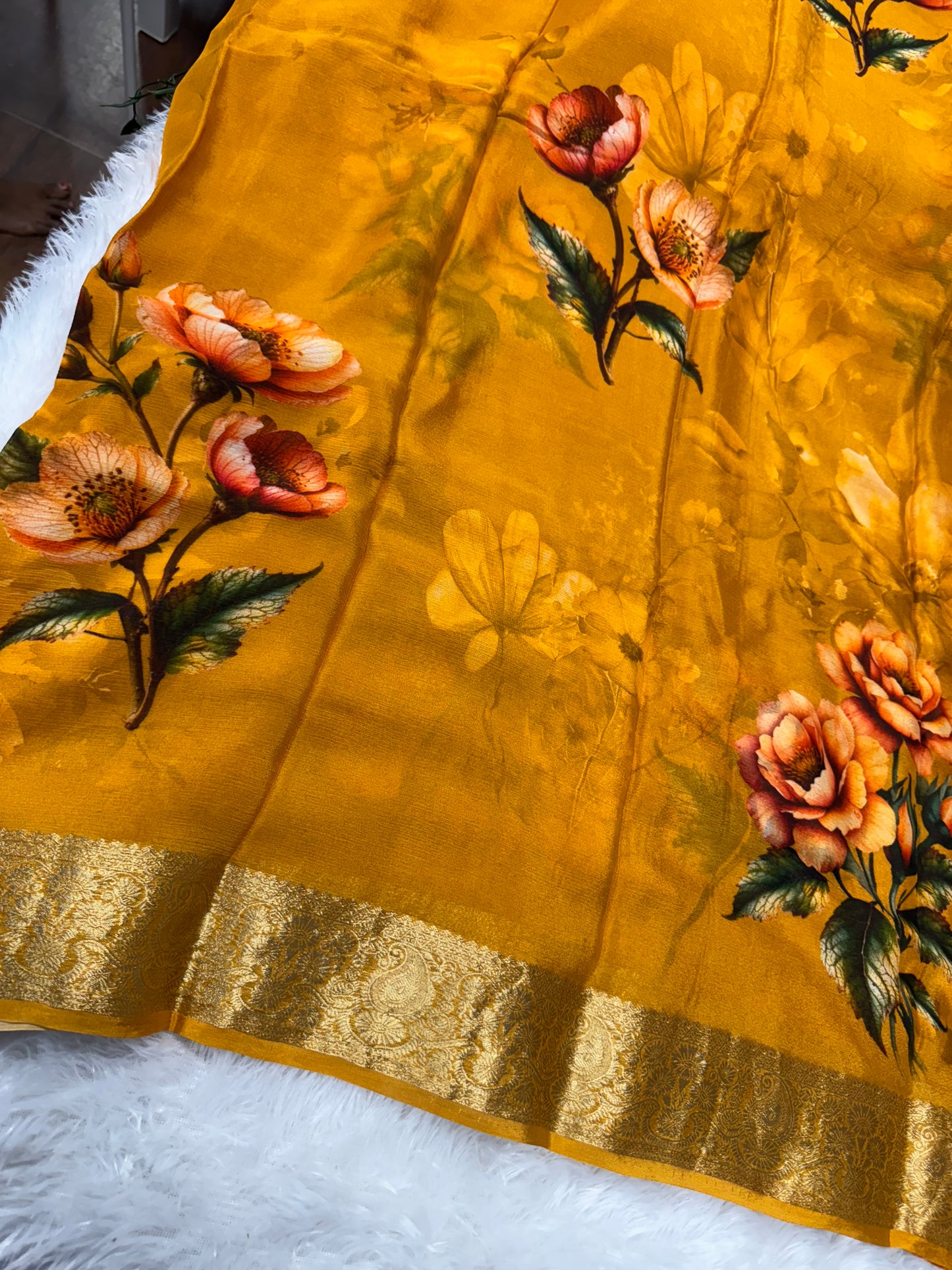 Pure Chinnon chiffon digital print saree-SR1149F