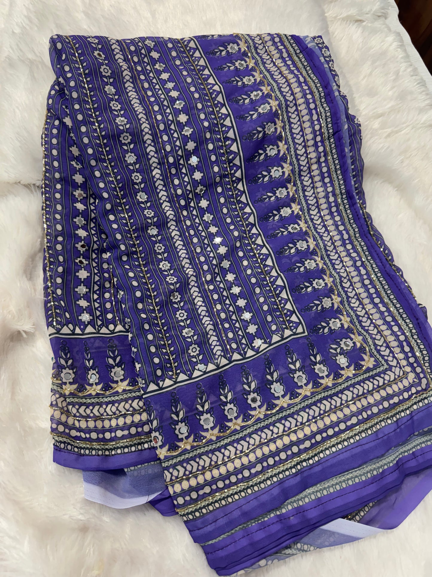 Fancy Georget mirror work saree-SR1214C
