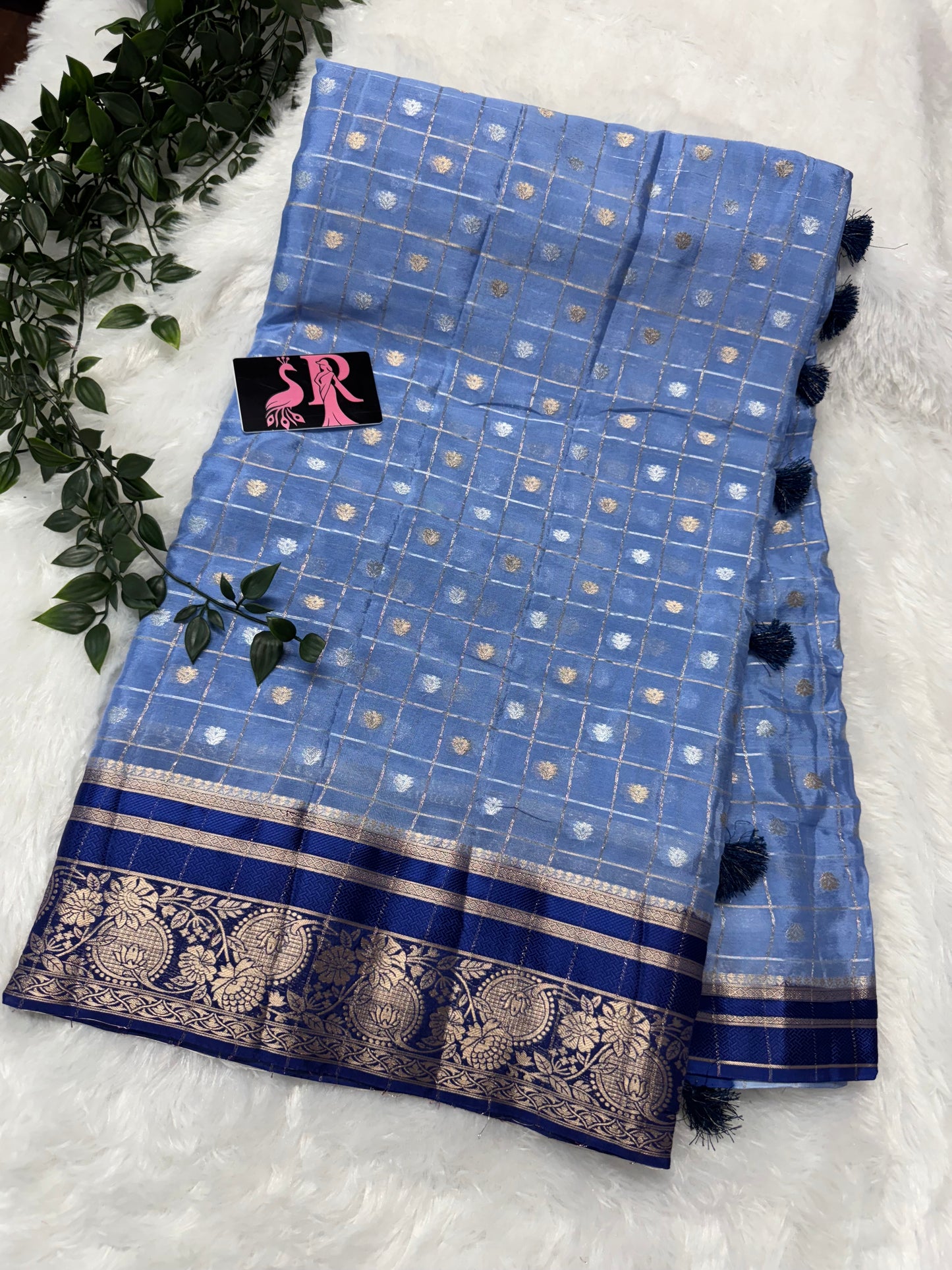 Pure Chinnon zari checks-SR1041I