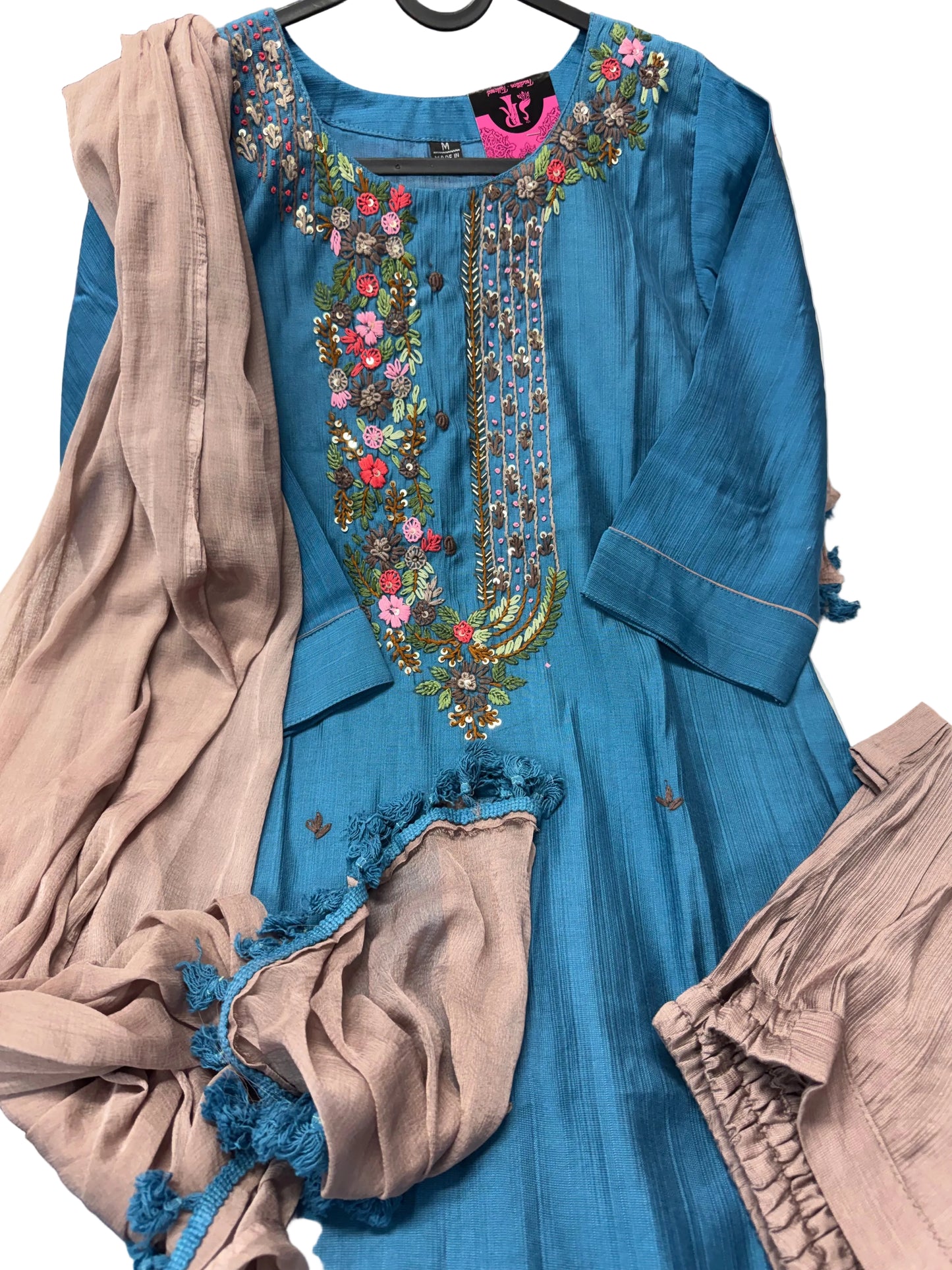 French knot work embroidery suit-SRS055C