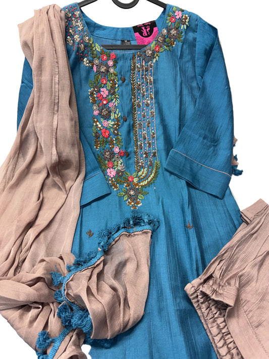 French knot work embroidery suit-SRS055C