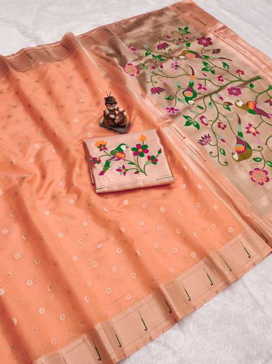 Kora Paithani saree-SRP401C