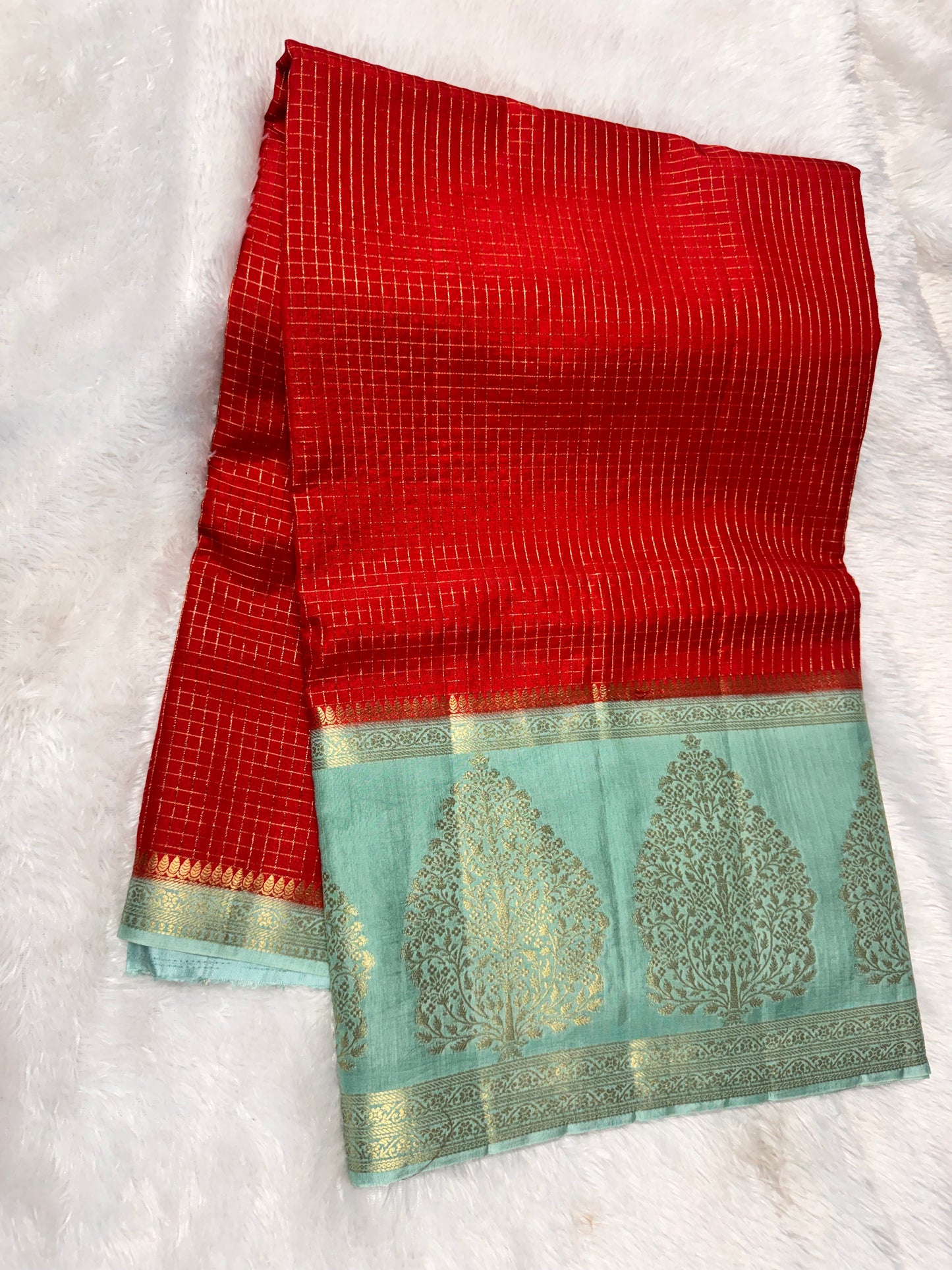 Mango pattu vintage checks saree-SR1276D