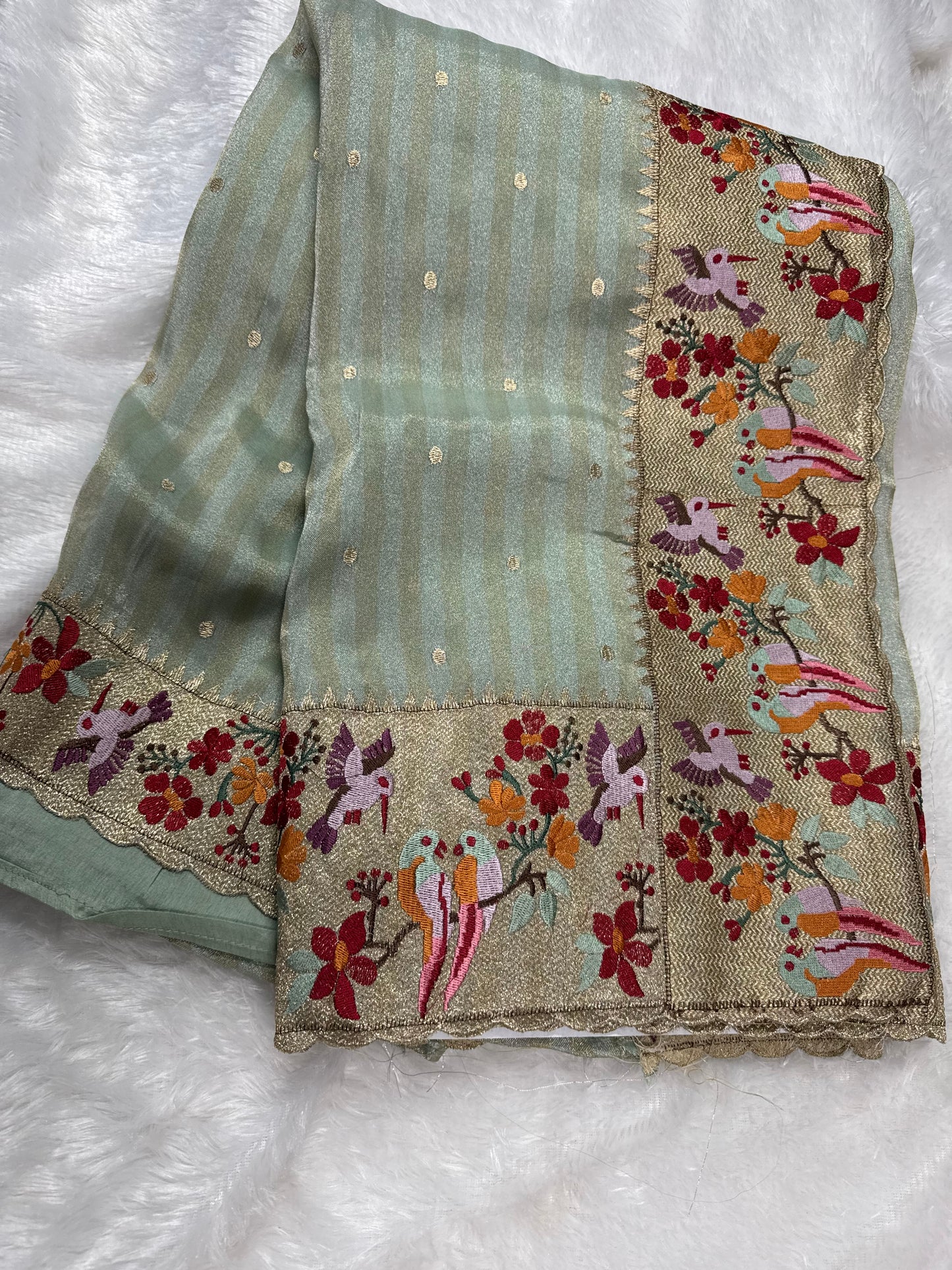 Banarasi tissue petitpoint embroidery-SRC002D