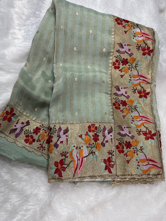 Banarasi tissue petit point embroidery-SRC002C