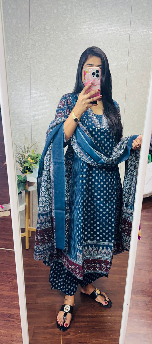 Jaipur cotton Ajrakh Suit-SRS053A