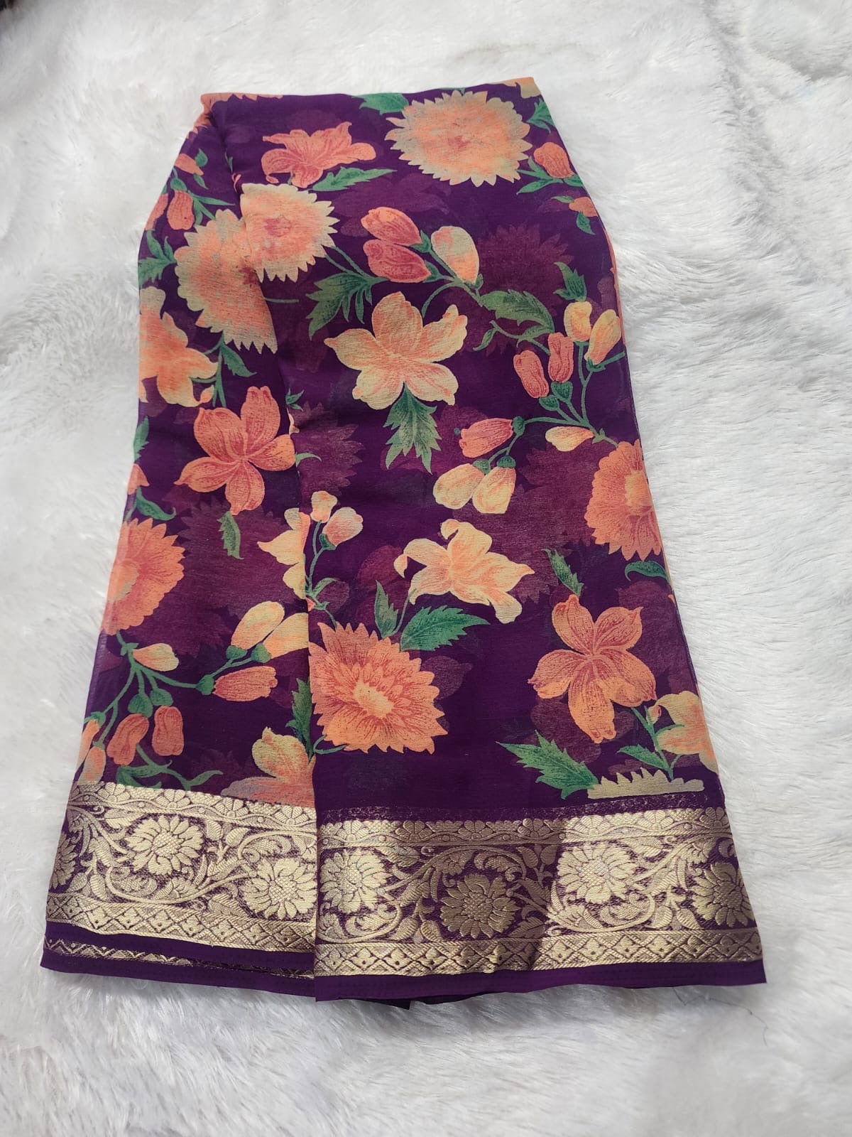 Chiffon floral digital saree-SR1305