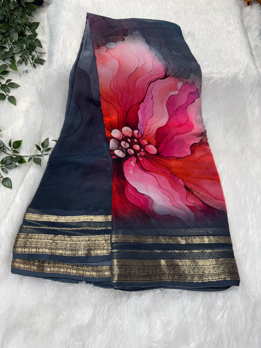 Pure chiffon digital print saree-SR1150J