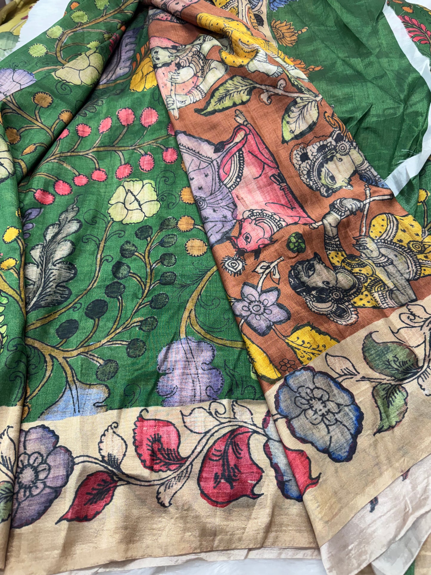 Tassar crepe silk Kalamkari-SR1180B