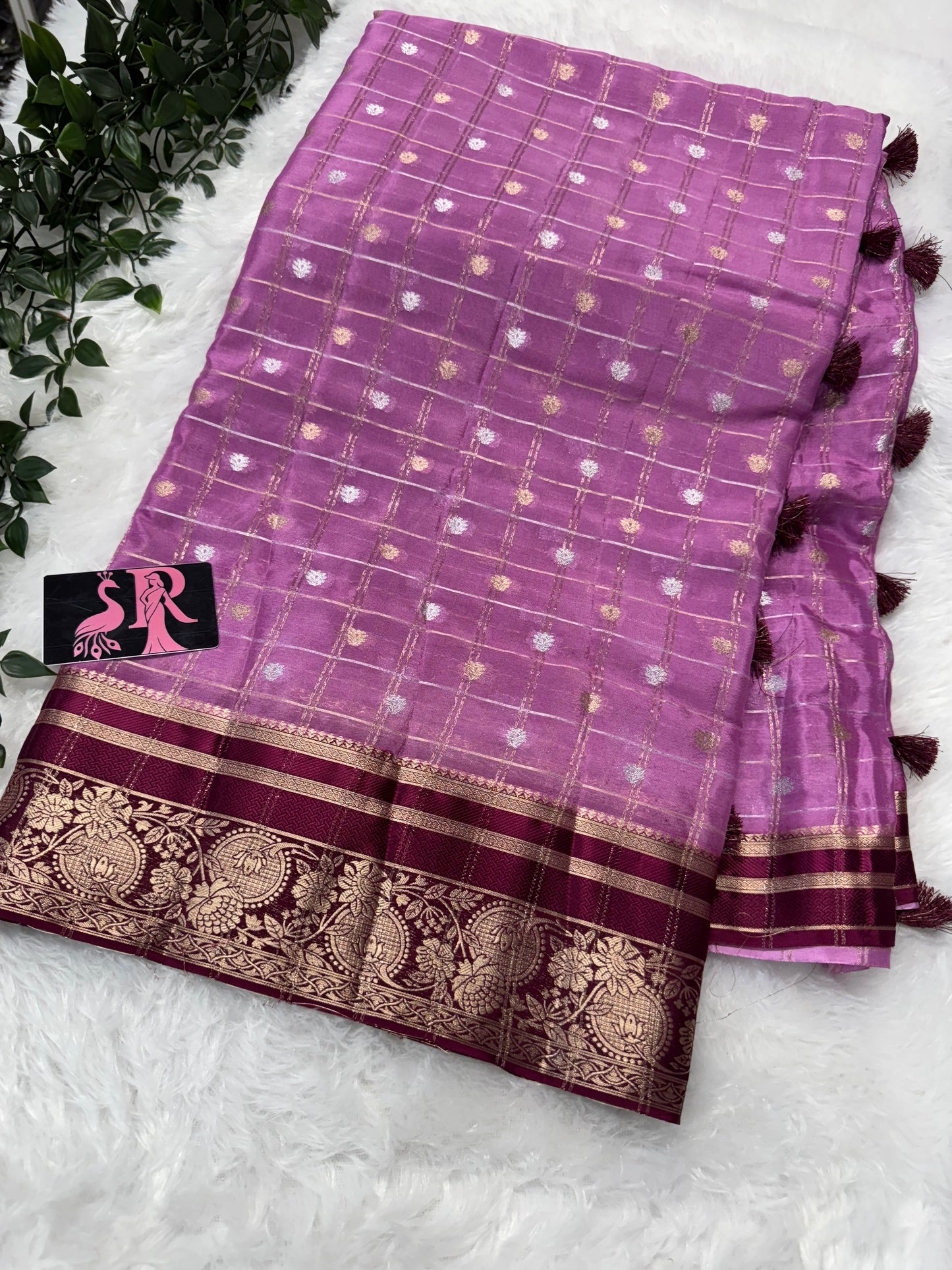 Pure Chinnon zari checks-SR1041H