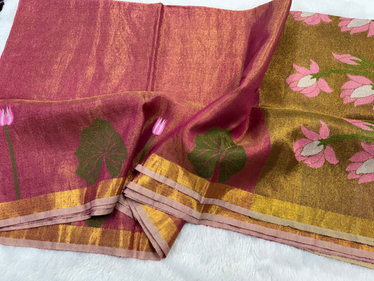 Linen tissue Jamdhani saree-SR1204E