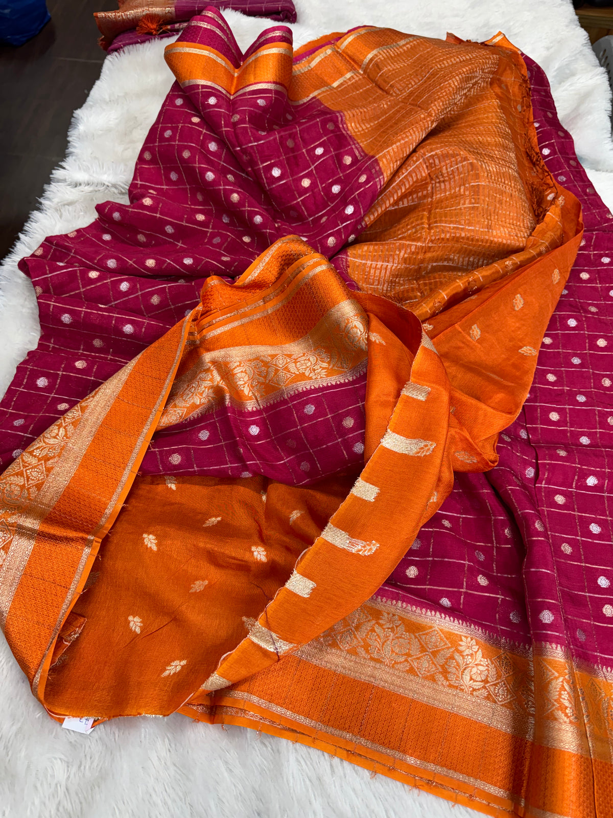 Pure chinnon checks sarees-SR1319E