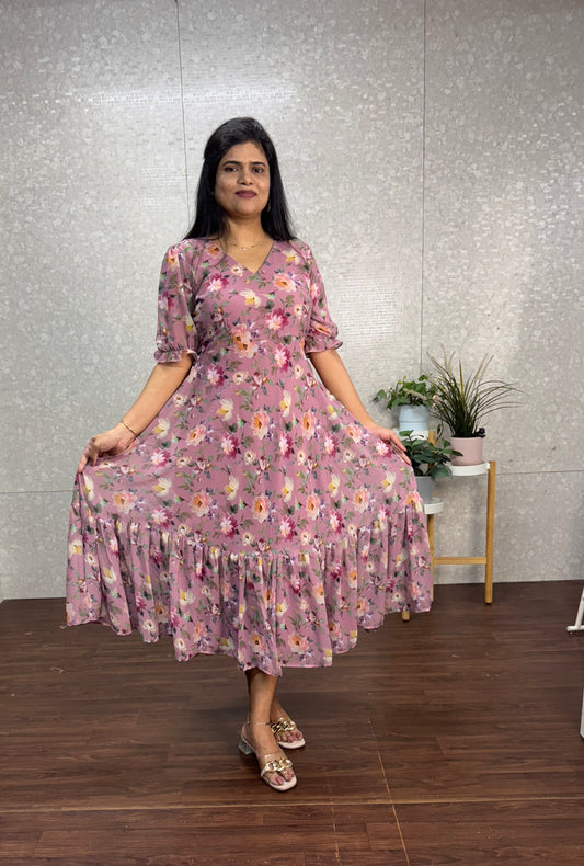 Floral georget frock-SRF1027A