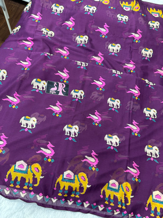 Soft chiffon printed sarees-SR1042