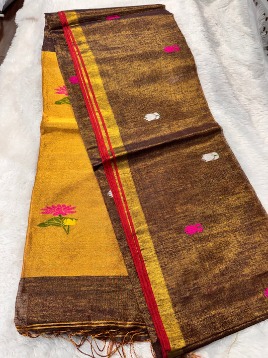 Linen tissue Jamdhani saree-SR1271S