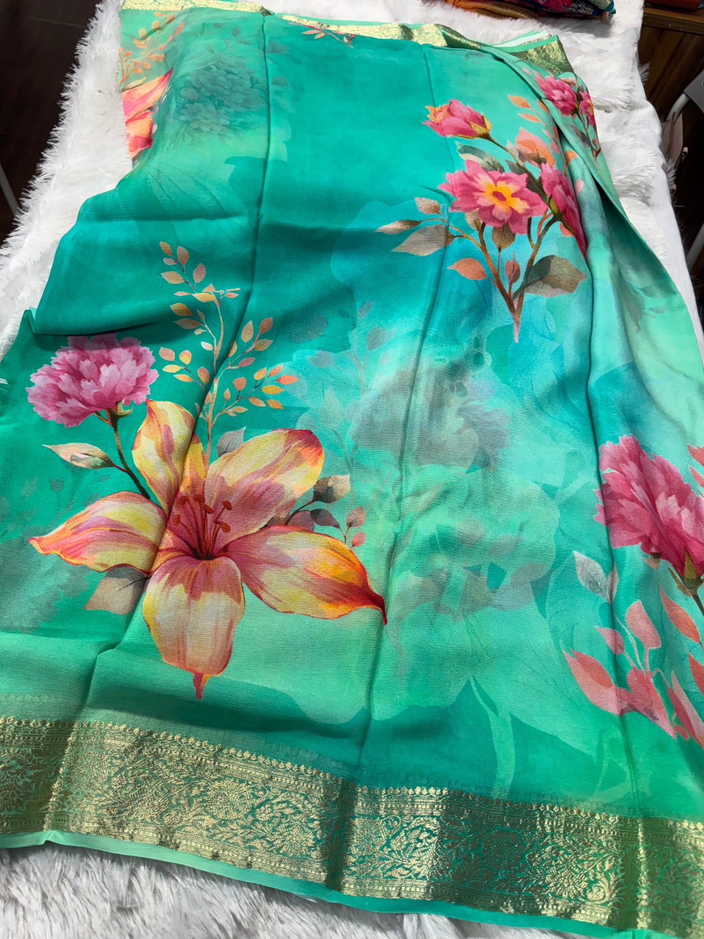 Pure chinnon digital print saree-SR1251E