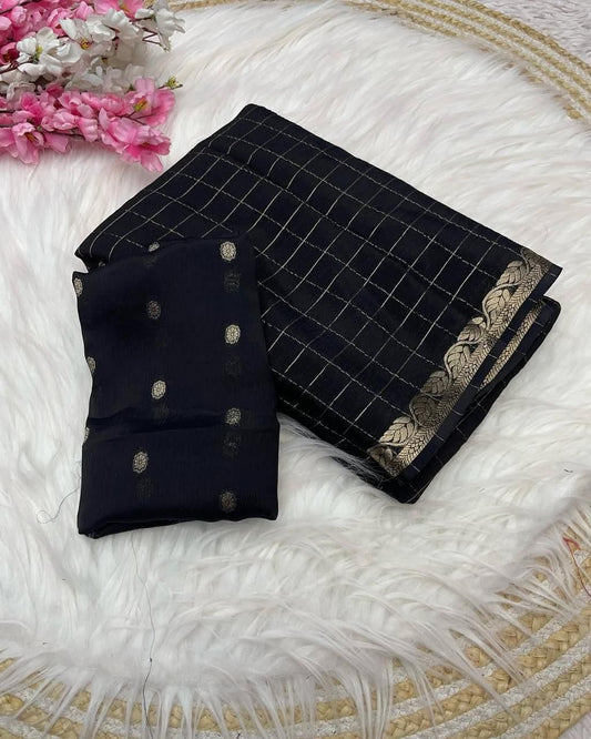 Viscose Georget check sarees-SR1200H